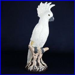 Life-Sized Italian White Cockatoo Porcelain Parrot Bird Statues 20th Century