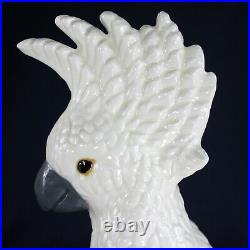 Life-Sized Italian White Cockatoo Porcelain Parrot Bird Statues 20th Century