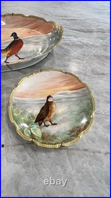 Limoges Hand Painted Porcelain Bird Pattern Decorative Plate Set Three-Piece