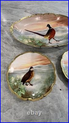 Limoges Hand Painted Porcelain Bird Pattern Decorative Plate Set Three-Piece