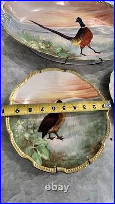 Limoges Hand Painted Porcelain Bird Pattern Decorative Plate Set Three-Piece
