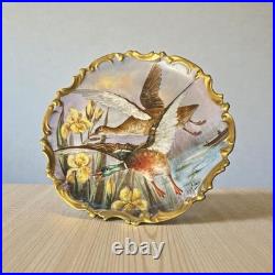 Limoges Hunting Duck Plate Signed Sara- Ready To Hang 12- No Chips Or Cracks