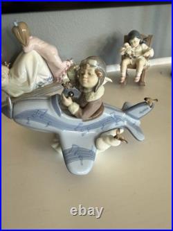 Lladro Porcelain Figurine #5697 Pilot Boy with Airplane and Birds