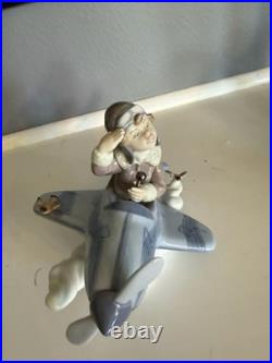Lladro Porcelain Figurine #5697 Pilot Boy with Airplane and Birds