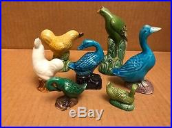 Lot of 7 Chinese Antique Mixed Porcelain Roosters Ducks & Bird Figurines