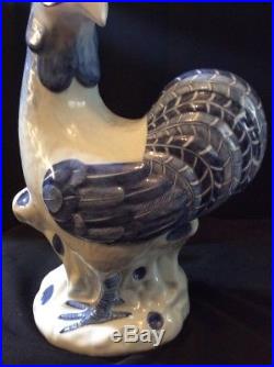 MAITLAND SMITH Ceramic Pheasant Rooster Figure Statue Big Bird 16 Blue & White