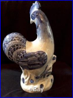 MAITLAND SMITH Ceramic Pheasant Rooster Figure Statue Big Bird 16 Blue & White