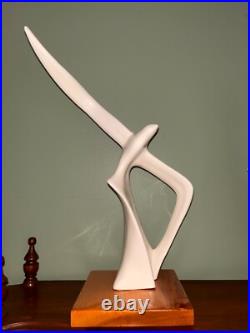 MCM Bird In Flight Porcelain White Gull sculpture figurine on wooden base 15