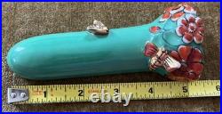 M Noritake small wall pocket-flowers and bees-shiny green/gold bees