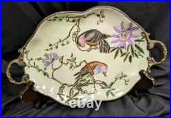 Mark Roberts Birds And Flowers Ceramic And Bronze Tray / Platter 15x9