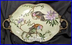 Mark Roberts Birds And Flowers Ceramic And Bronze Tray / Platter 15x9