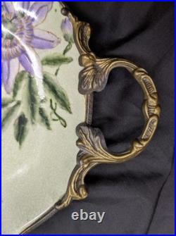 Mark Roberts Birds And Flowers Ceramic And Bronze Tray / Platter 15x9