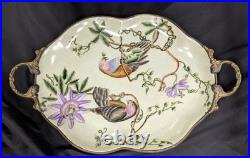 Mark Roberts Birds And Flowers Ceramic And Bronze Tray / Platter 15x9