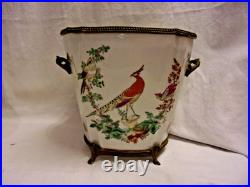 Mark Roberts Large Porcelain Brass Mount Ormolu Jardiniere Bird Theme Lovely