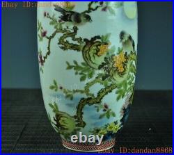 Marked Chinese Wucai porcelain glaze flower bird statue Zun Bottle Pot Vase Jar