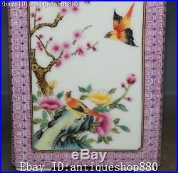Marked Enamel Porcelain Plum Lotus Bamboo Magpie Bird Pen Holder Brush Pot Jug