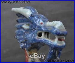 Marked old China wucai porcelain carving Phoenix bird pattern Dragon boat statue