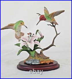 Maruri Anna's Hummingbirds & Lily Porcelain Bronze Figurine Statue Original Box