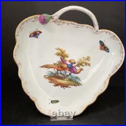 Meissen 18th Century Triangular Porcelain Bird Dish With Handle 8x 7.75