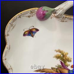 Meissen 18th Century Triangular Porcelain Bird Dish With Handle 8x 7.75