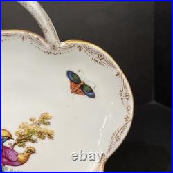 Meissen 18th Century Triangular Porcelain Bird Dish With Handle 8x 7.75
