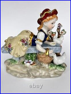 Meissen Dresden Original Vintage Porcelain Figure Statue Girl Signed Germany