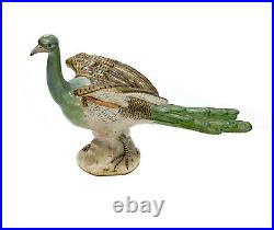 Meissen Germany Hand Painted Porcelain Peacock Bird Figurine