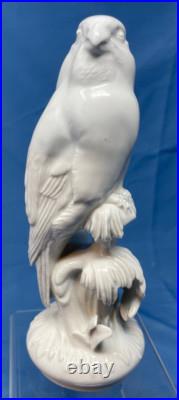 Meissen porcelain blanc de chine bird Falcon Parrot figurine 8 white on white