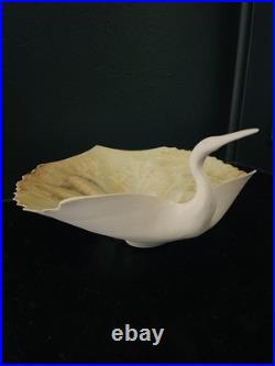 Mid Century Style Porcelain Crane Sculpture Signed Studio Art Ceramic Bird