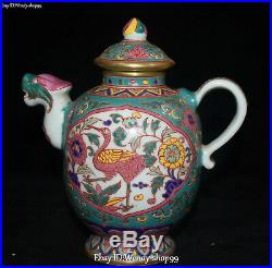 Ming Dynasty Color Porcelain Peacock Bird Flower Wine Pot Kettle Flask Flagon