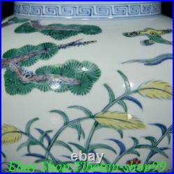 Ming Dynasty Colour Porcelain Hawk Eagle Bird Pine Tree Pot Jar Crock Tank Pair