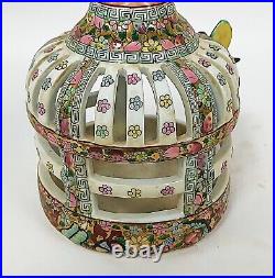 Multicolor Porcelain Bird Feeder. Beautiful Hand Painted Floral and Bird Designs