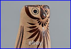 NETZI Original Vintage Signed Mexico Pottery Statue Tonala Ceramic Owl Figurine