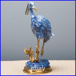 New Blue And White Porcelain And Bronze Ormolu Bird Statue Figure Figurine 12 T