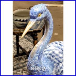 New FIGURAL PORCELAIN AND BRONZE ORMOLU blue EGRET BIRD figurine sculpture
