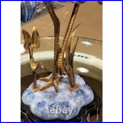 New FIGURAL PORCELAIN AND BRONZE ORMOLU blue EGRET BIRD figurine sculpture