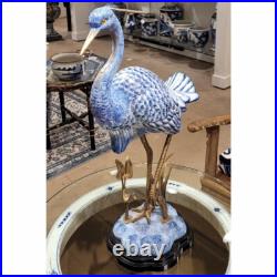 New FIGURAL PORCELAIN AND BRONZE ORMOLU blue EGRET BIRD figurine sculpture
