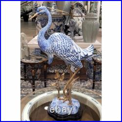 New FIGURAL PORCELAIN AND BRONZE ORMOLU blue EGRET BIRD figurine sculpture