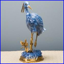 New Figural Porcelain And Bronze Ormolu Blue Bird Figurine Statue