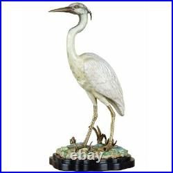New Figural Porcelain And Bronze Ormolu Egret Bird Figurine Statue 16