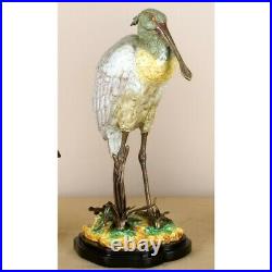 New Figural Porcelain And Bronze Ormolu Spoonbill Egret Bird Figurine Statue
