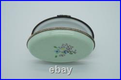 New French Limoges Trinket Box Colorful Parakeet Budgie Bird on Floral Box