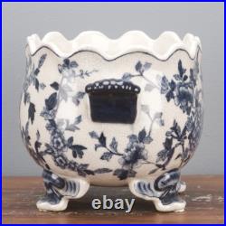 New PORCELAIN BLUE BIRD BLUE & WHITE PLANTER