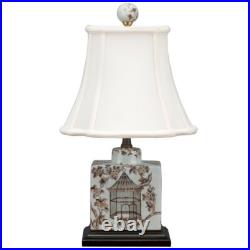 New Porcelain Bird Cage Floral Motif Porcelain Tea Caddy Lamp 17