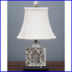 New Porcelain Bird Cage Floral Motif Porcelain Tea Caddy Lamp 17