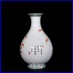 Nice Chinese Antqiue Art Hand Famille Rose Porcelain Bird YuHuChun Vase