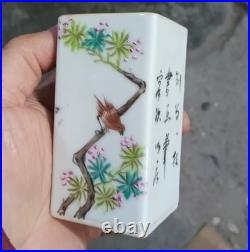 Nice Chinese Collectable Art Hand Famille Rose Porcelain Bird Brush Pot