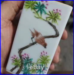 Nice Chinese Collectable Art Hand Famille Rose Porcelain Bird Brush Pot