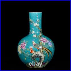 Nice Collectable Art Hand Painting Dou Polychrome Porcelain Flowers Bird Vase