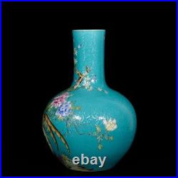 Nice Collectable Art Hand Painting Dou Polychrome Porcelain Flowers Bird Vase